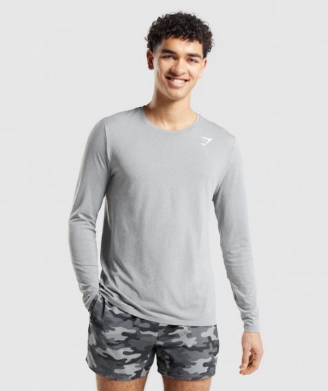 Koszulki Gymshark Arrival Seamless Long Sleeve Męskie Szare | PL 982TZF